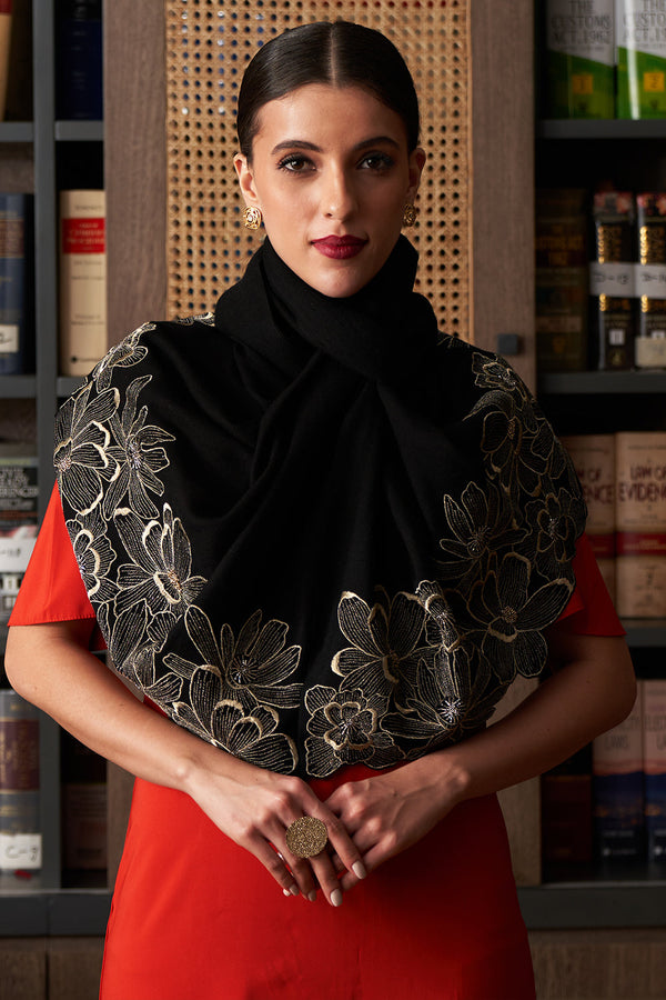 Magnolia Bloom Wool Silk Stole